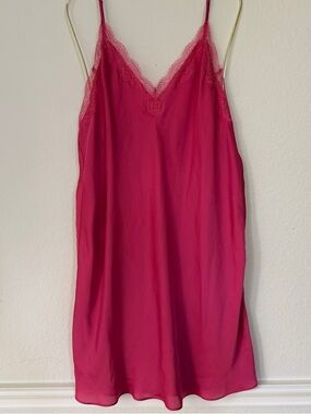 Victoria’s Secret Hot Pink Satin Lace Slip Dress Chemise Barbiecore XL